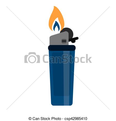 Vector Clip Art of blue gas lighter flame icon vector illustration.