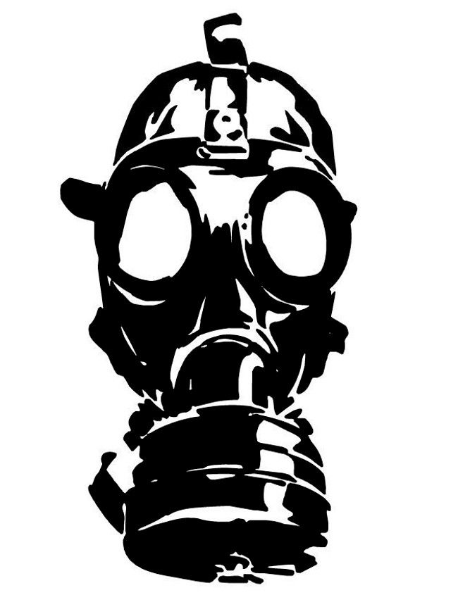 Zombie Face With A Gas Mask Decal.