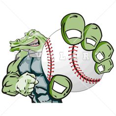 Mascot Clipart Image of A Gator Holding A Basketball In Its Mouth.