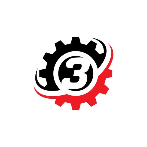 Number 3 Gear Logo Design Template.
