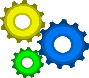 Colorful gears clipart.