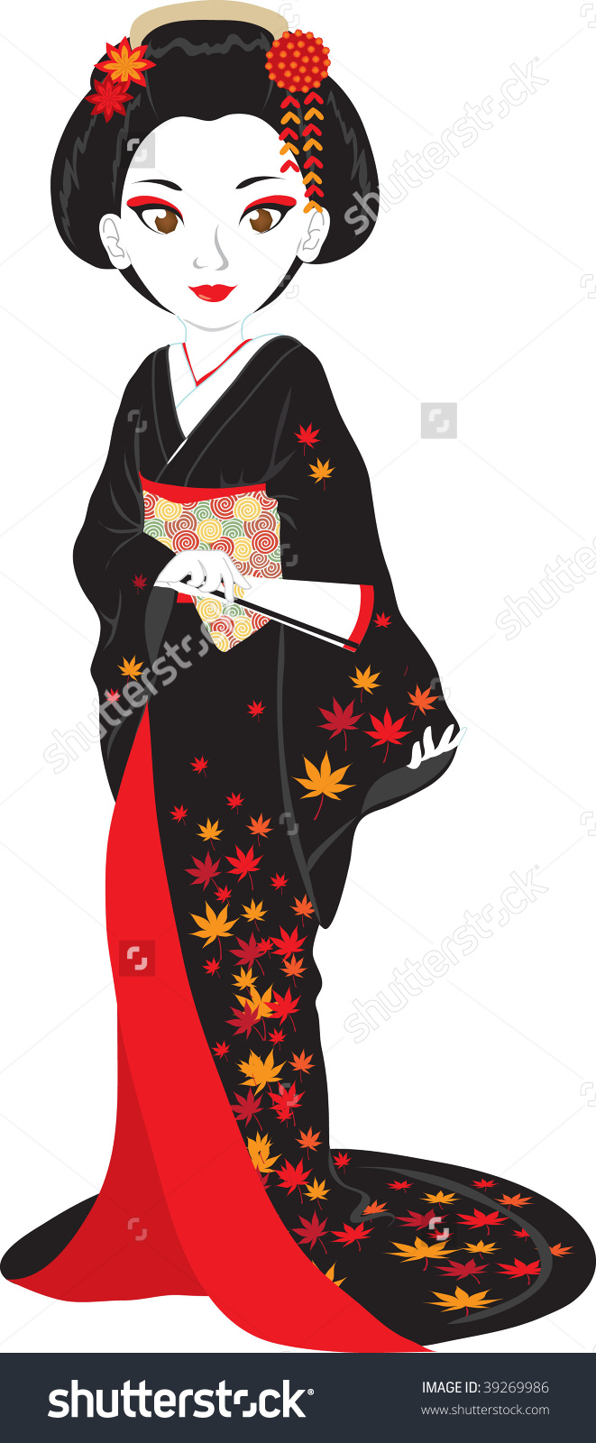 Japanese geisha clipart.