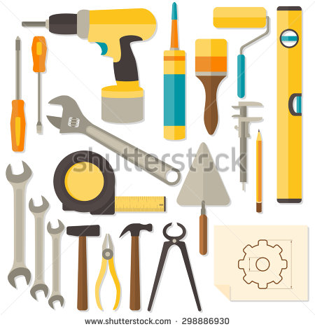Tool Collage Isolated On White Background Stock Foto 107861786.