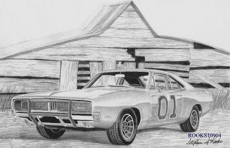 1969 Dodge Charger General Lee Muscle Car Art Print by.