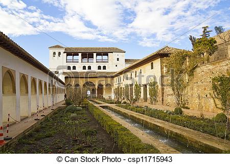 Stock Photo of The Court of la Acequia in Generalife Palace..