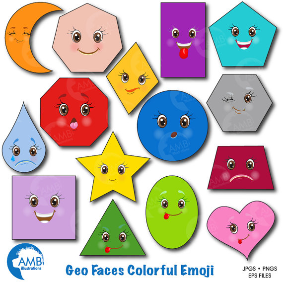 Shapes With Faces Clipart.