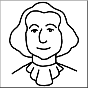 Clip Art: Cartoon Faces: George Washington B&W I abcteach.