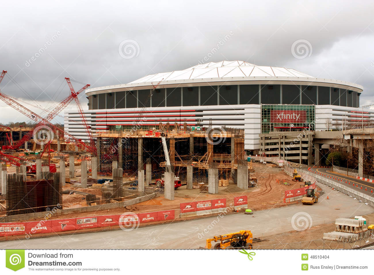 Construction Site Of New Stadium Sits Next To Georgia Dome.