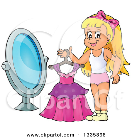 Girl getting dressed clipart.