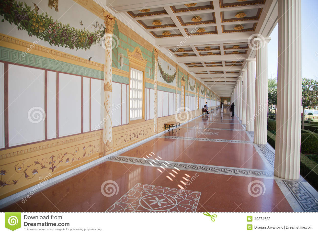 Hallway, Getty Villa, Malibu, California Editorial Stock Image. Hallway, Getty Villa, Malibu, California Editorial Stock Image.