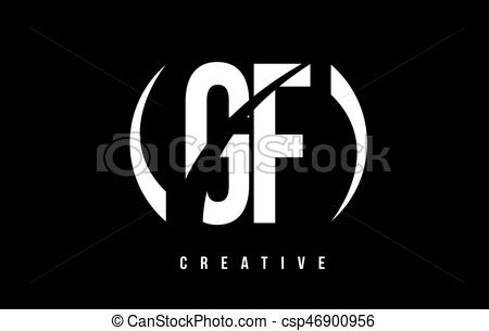 GF G F White Letter Logo Design with Black Background..