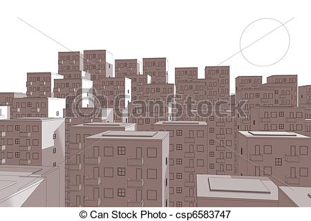 Stock Illustrations of wild illustration of ghetto in red.