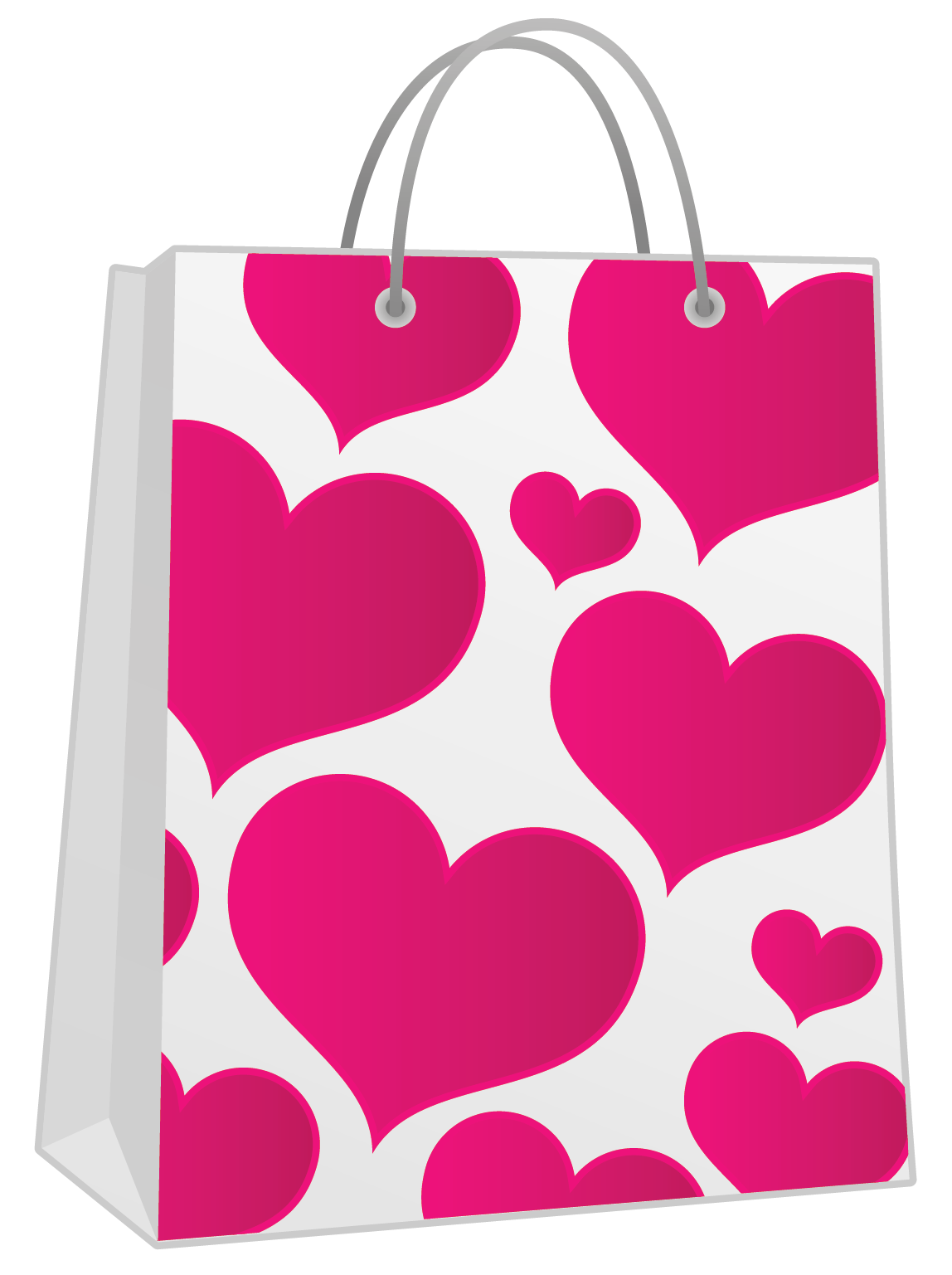 Valentine Pink Gift Bag with Hearts PNG Clipart.