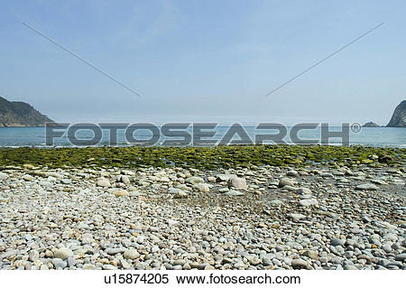 Stock Image of Spain, Asturias, Gijon, Beach, Artejo, Artejo beach.