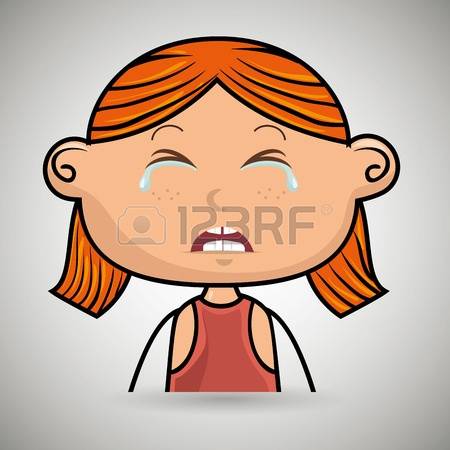 Ginger Girl Rolled In Ball Crying Clipart.