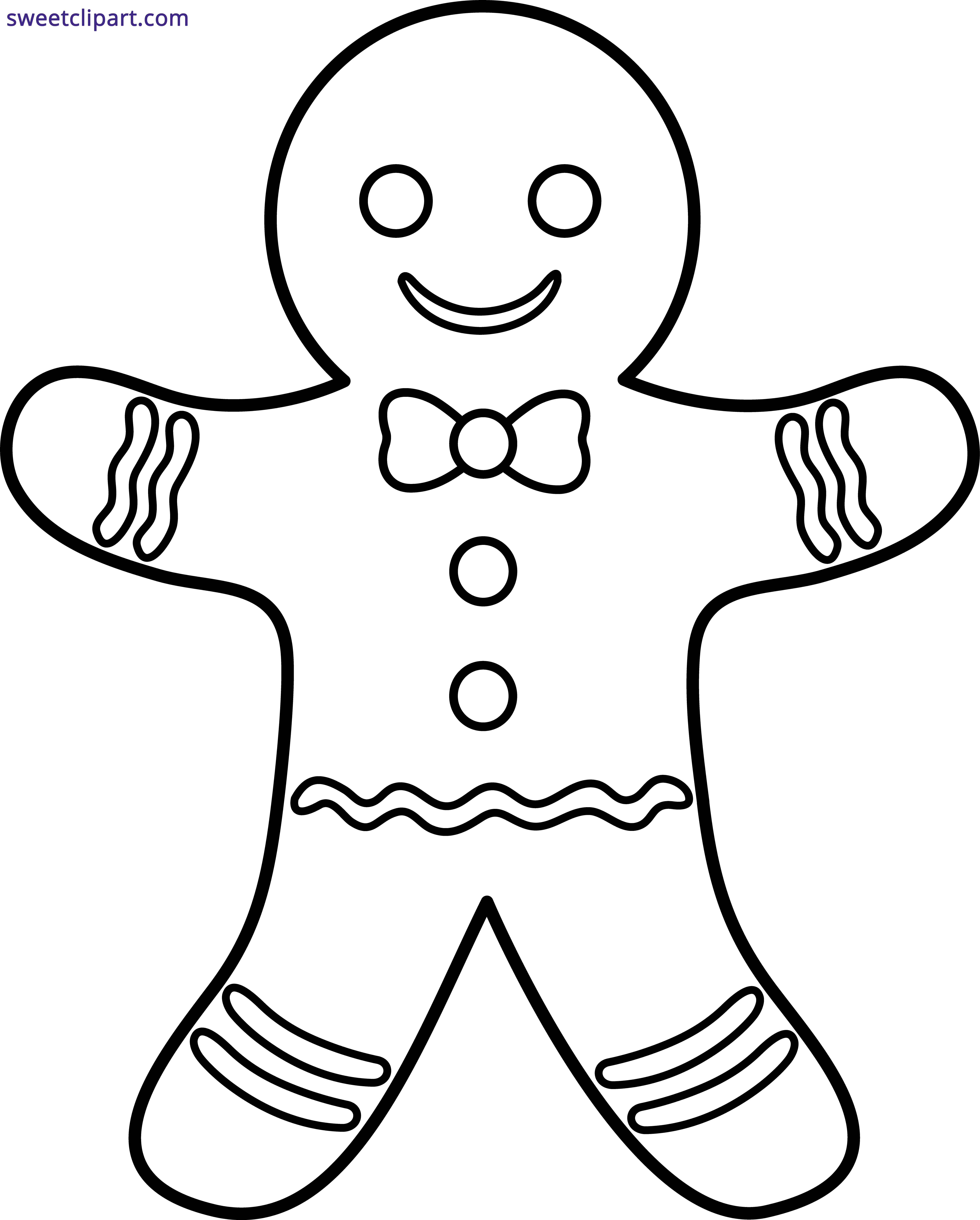 Gingerbread Man Outline Clipart.