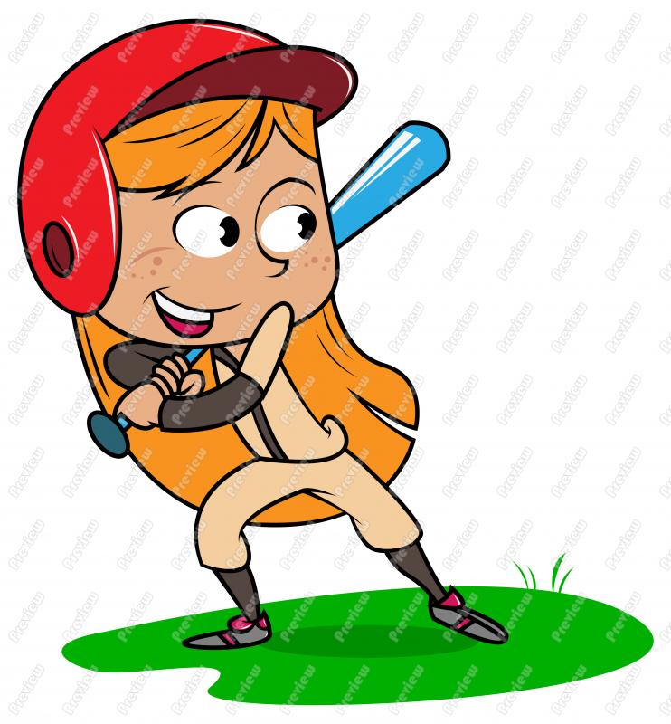 Girl Baseball Player Clipart.