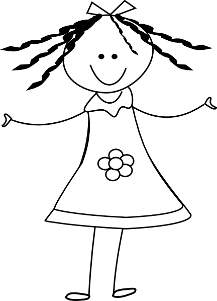 Girl Clipart Black And White.