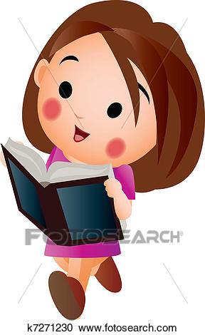 Girl reading Book Clipart.