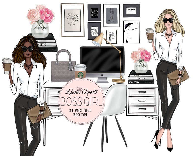 Girl boss clipart Planner Girl Clipart Fashion clipart Fashion girl clipart  Planner clipart Fashion art Blog clipart digital clipart kit.