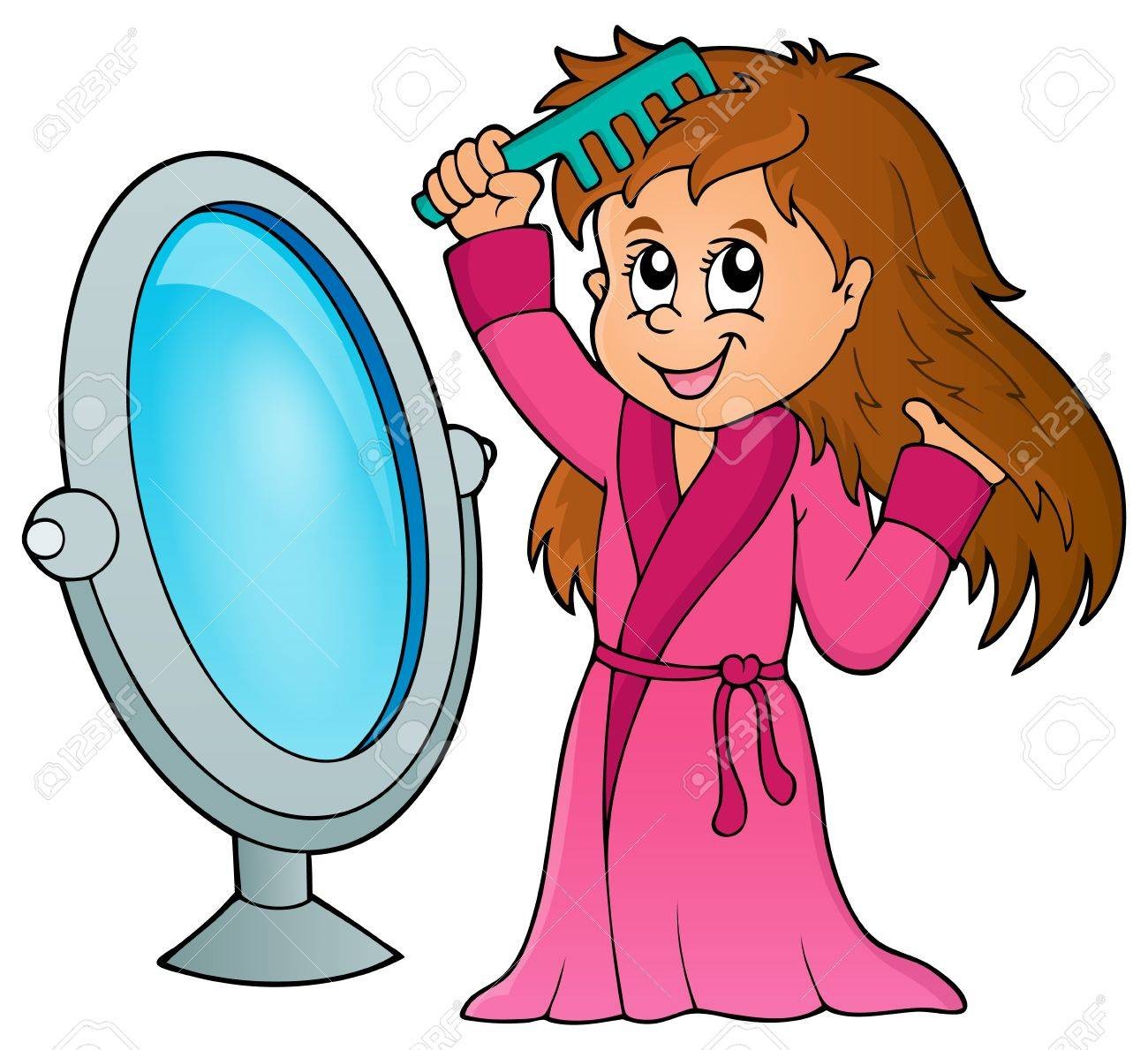 In Clipart Girl Brushing Hair 42934683 Combing Theme.