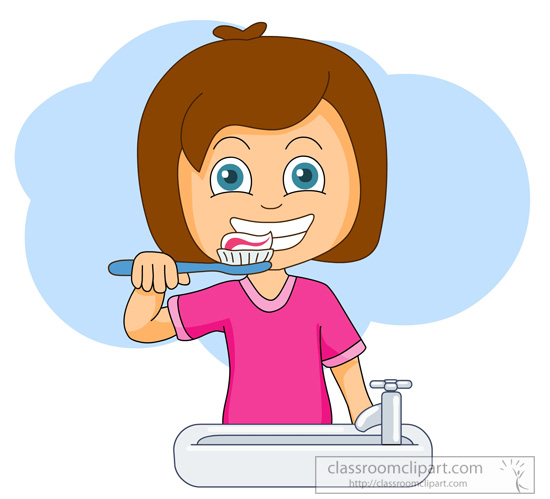 Picture Of A Girl Brushing Her Teeth Clipart.