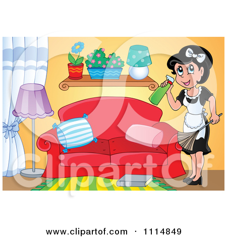 Man Cleaning Room Clipart.