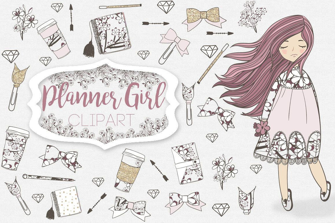 Planner Girl Clipart.