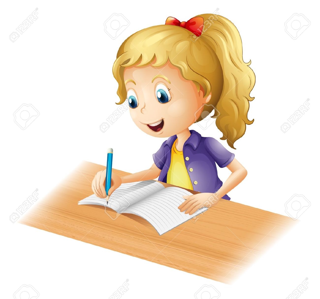 clipart of girl doing homework