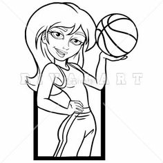 Sports Clipart Image of Basketball Girl Holding Player Woman.