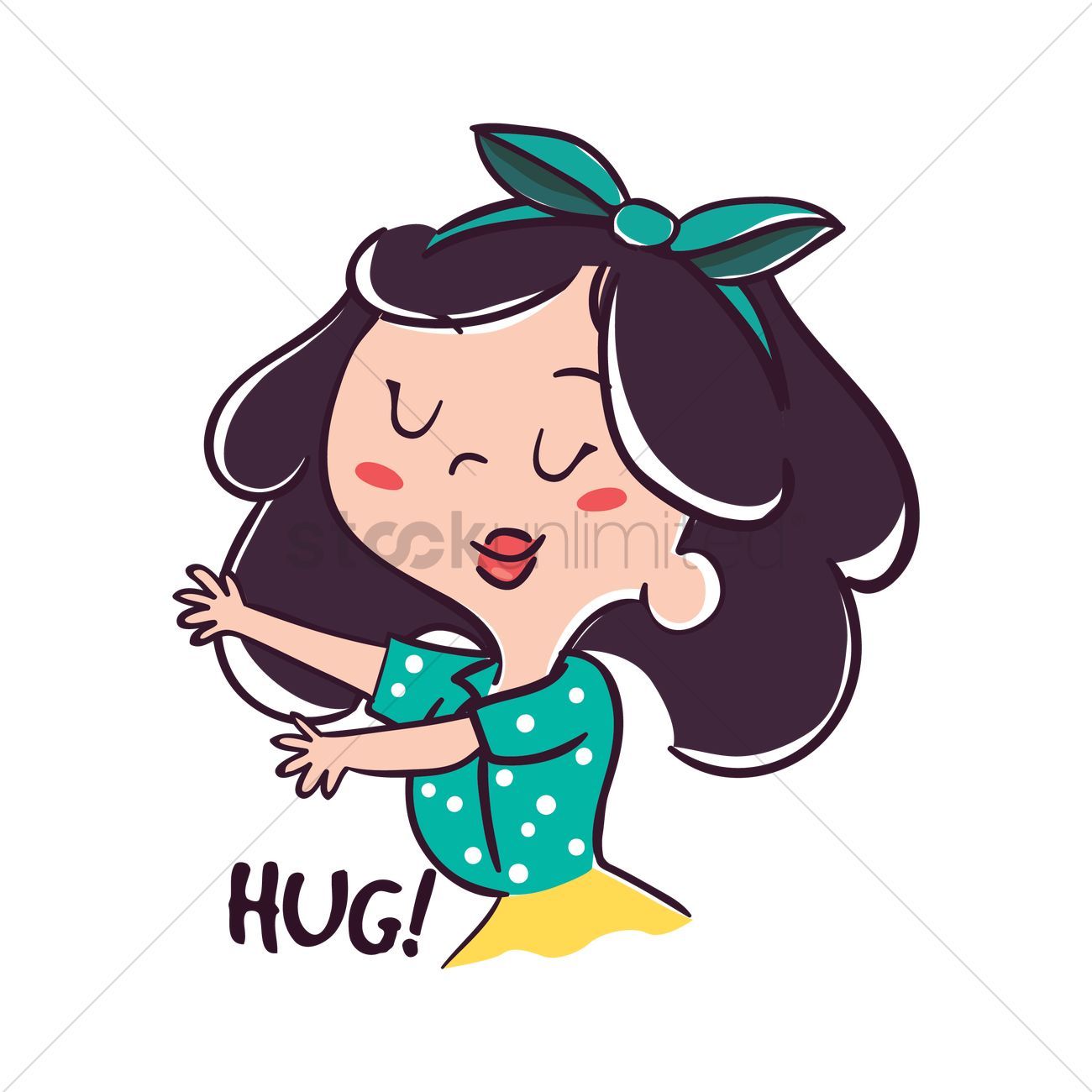 Cartoon girl gesturing for hug vectors, stock clipart.