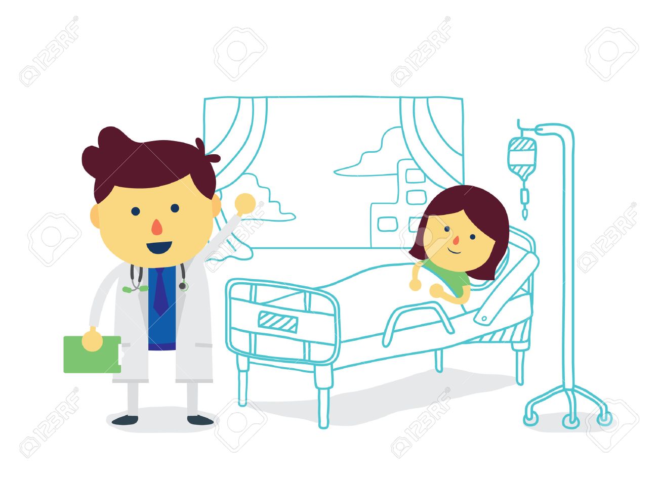 Boy In Hospital Bed Clipart.