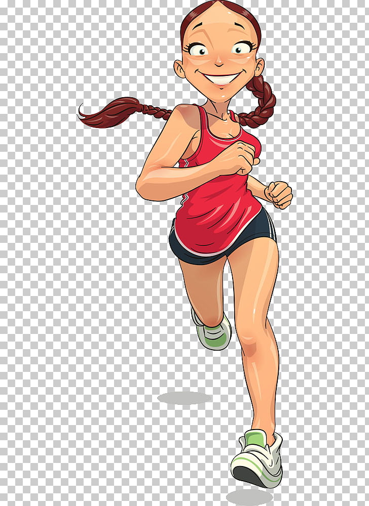 Running Cartoon Sport Illustration, Running girl, woman.