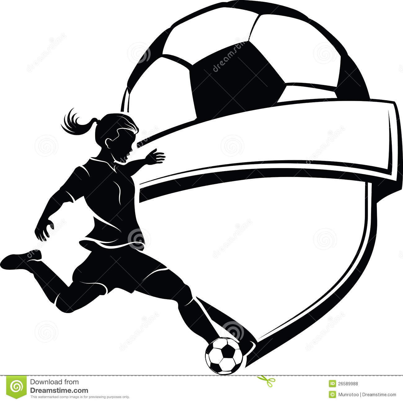 Girl Kicking Soccer Ball Clipart.