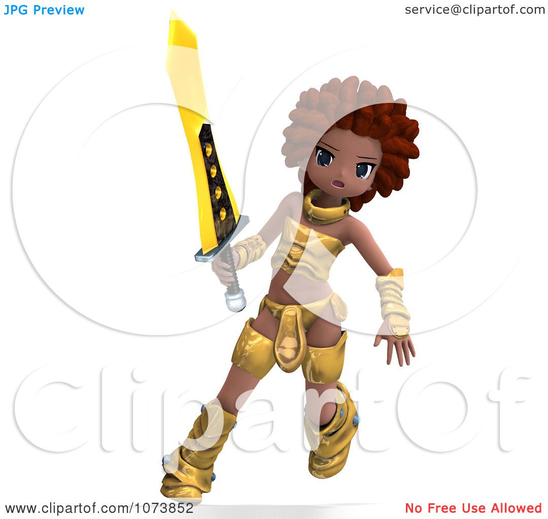 Clipart 3d Black Knight Girl Holding A Sword 2.