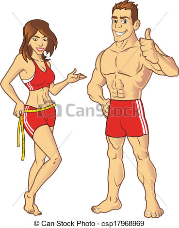 Clip Art Vector of Fitness Models.