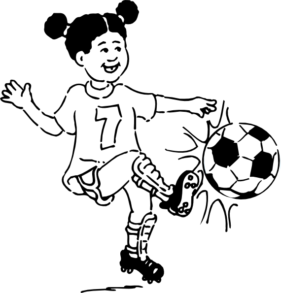 clip art soccer playing girl outline.