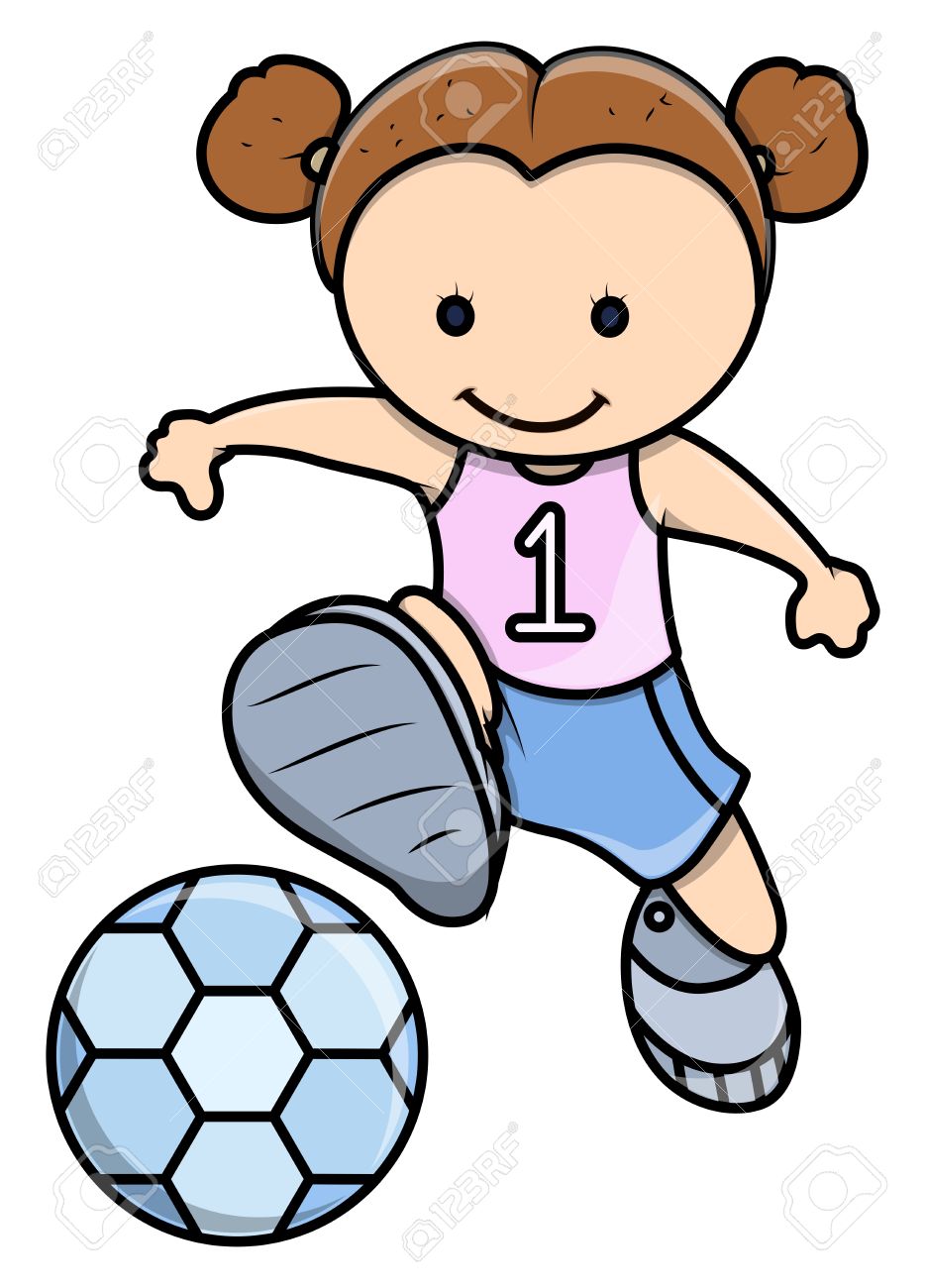Little Girl Playing Football.