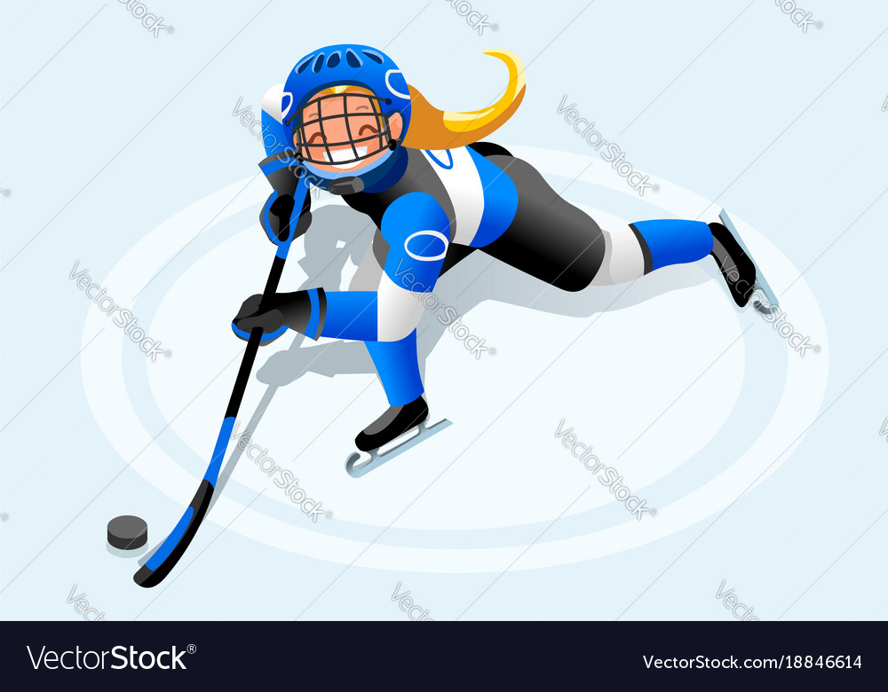 Hockey girl cartoon player.