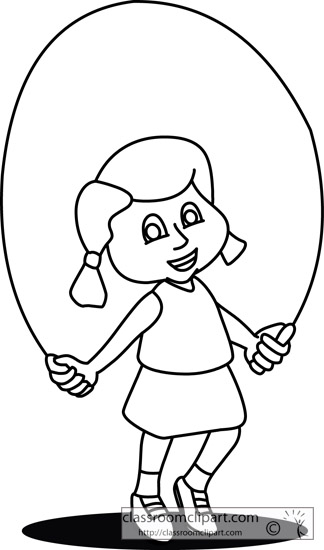 Girl Skipping From Bus Clipart.