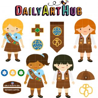 Brownie Girl Scouts Clip Art Set.
