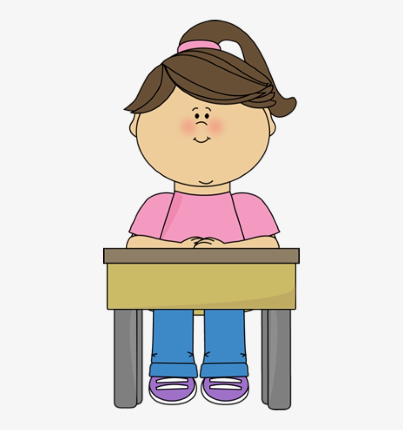 Student Sitting At Desk Gir.