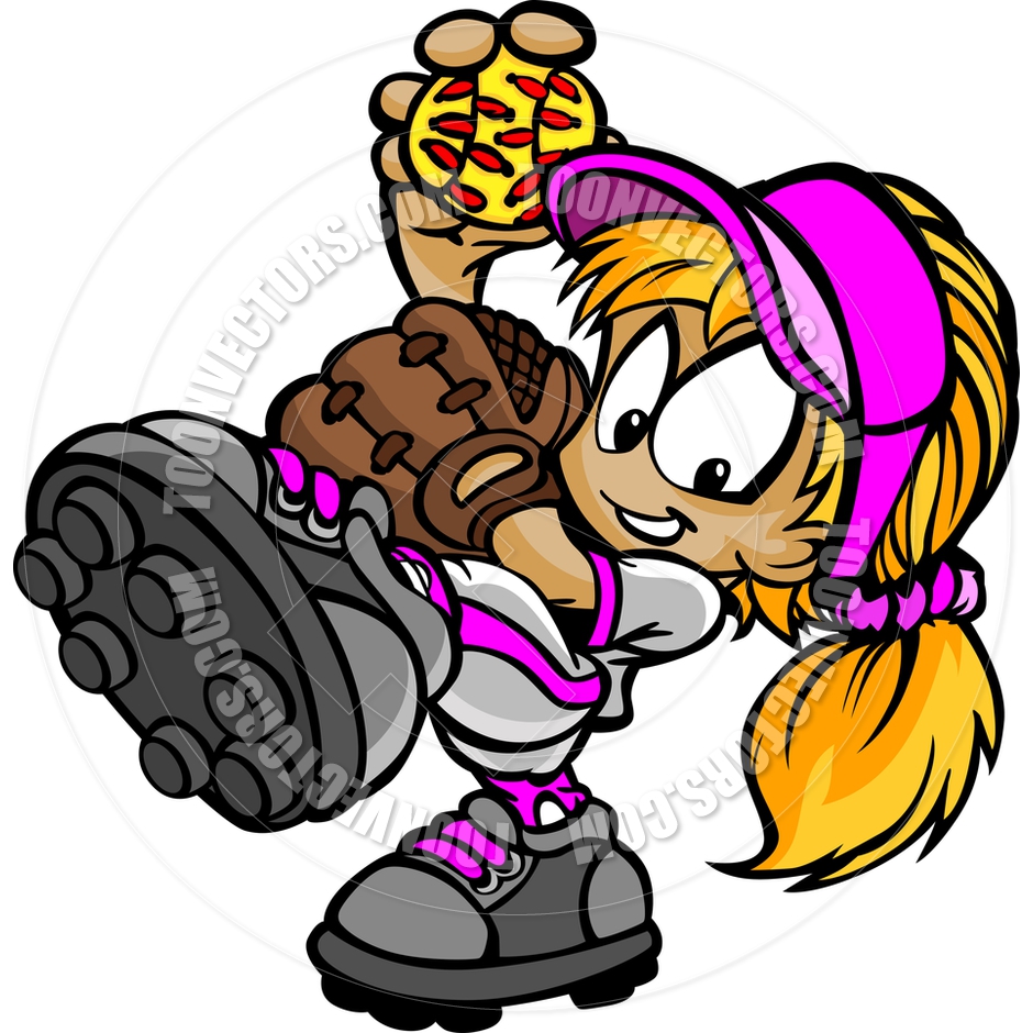 girl softball clipart