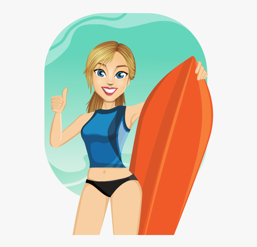 Girl Surfing Png Background Image.