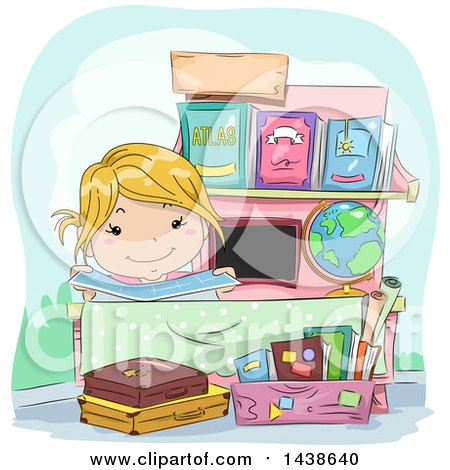 Clipart of a Girl Purchasing a Glass of Juice from a Vendor Stand.