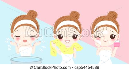 woman wash face.