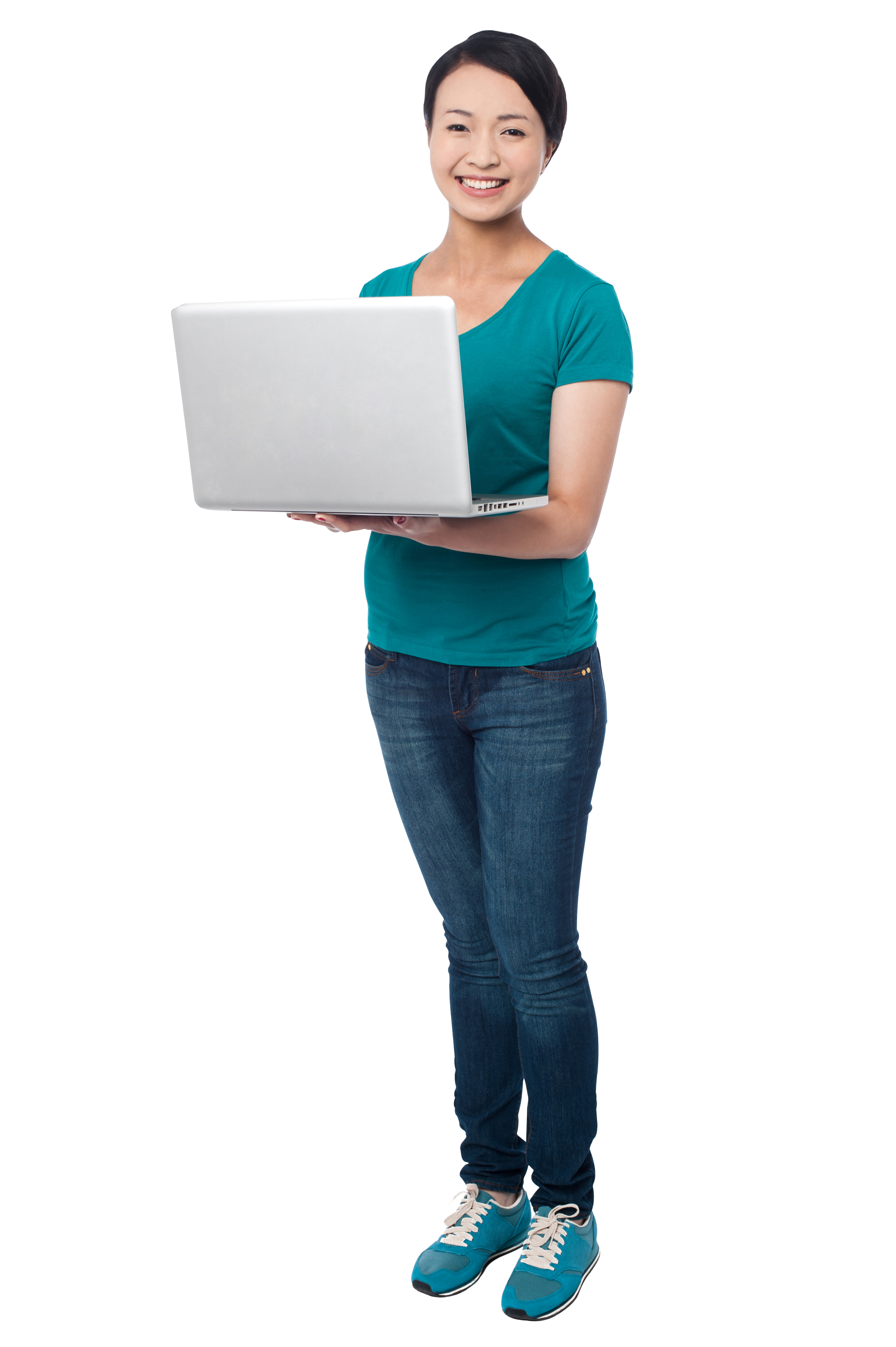 Girl With Laptop PNG Image.