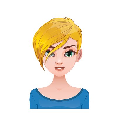 Blonde woman with short and stylish hair Clipart Image.