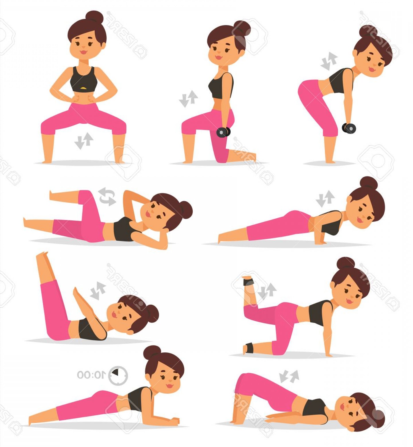 Photostock Vector Young Woman Working Out Vector.