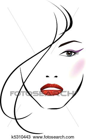 Beautiful girl face Clipart.